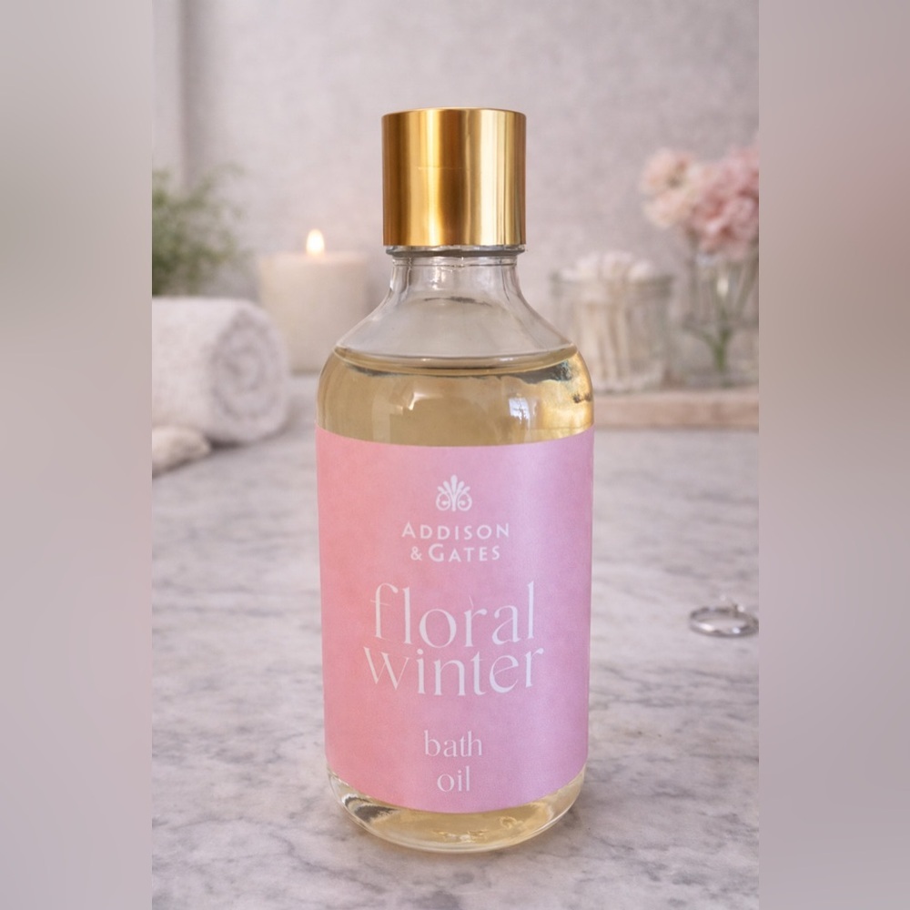 Addison & Gates Floral Winter Bath Oil Luxury Moisturizing Soak | Spa Body Oil